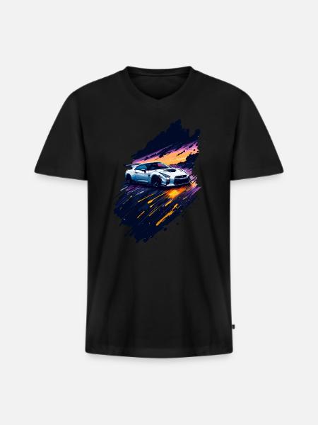 Sports car - Men's Premium Organic T-shirt with V-neck - black