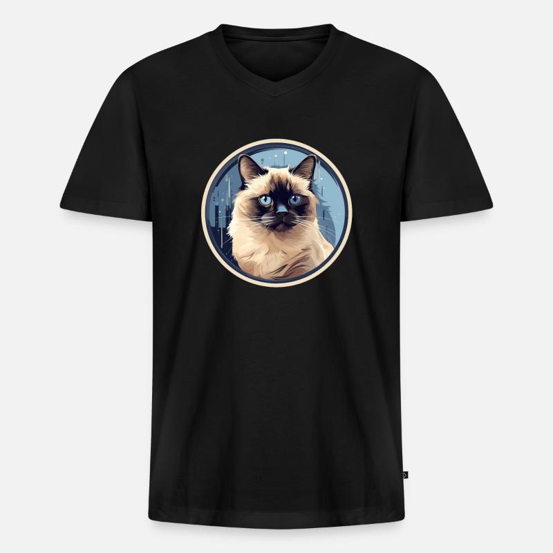 Birma Katze - Männer Premium Bio T-Shirt mit V-Ausschnitt - Schwarz