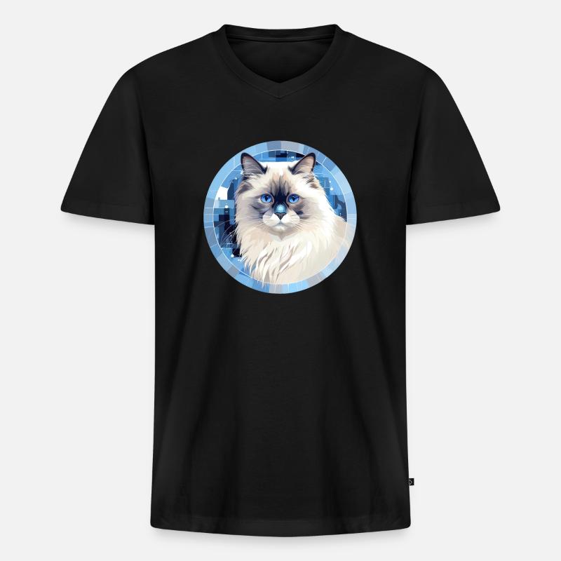 Ragdoll Katze - Männer Premium Bio T-Shirt mit V-Ausschnitt - Schwarz