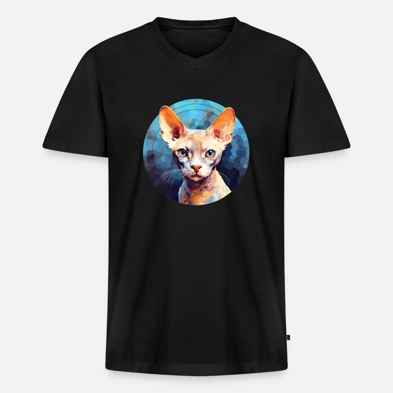 Devon Rex Katze - Männer Premium Bio T-Shirt mit V-Ausschnitt - Schwarz