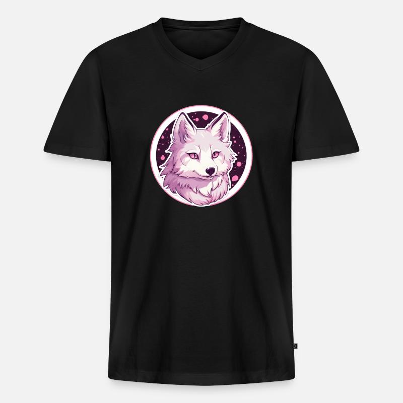 Wolf Anime - Männer Premium Bio T-Shirt mit V-Ausschnitt - Schwarz