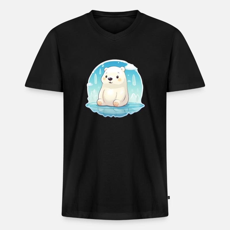 süßer kleiner Eisbär - Männer Premium Bio T-Shirt mit V-Ausschnitt - Schwarz