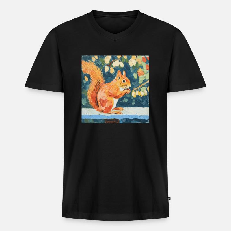 eichhörnchen, bunt, tier, geschenk, geschenkidee - Männer Premium Bio T-Shirt mit V-Ausschnitt - Schwarz