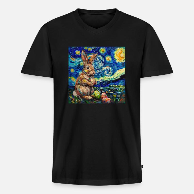 easter bunny, easter, bunny, happy easter, easter eggs - Men's Premium Organic T-shirt with V-neck - black