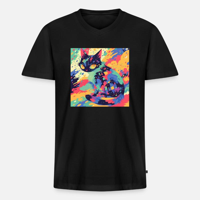 Katze, katzenmotiv - Männer Premium Bio T-Shirt mit V-Ausschnitt - Schwarz