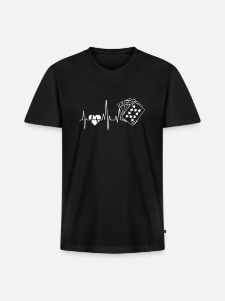 Poker Poker Heartbeat - Men's Premium Organic T-shirt with V-neck - black
