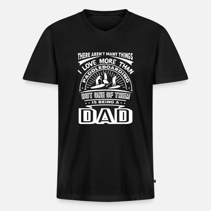 Paddleboarding Paddleboarding Papa - Männer Premium Bio T-Shirt mit V-Ausschnitt - Schwarz