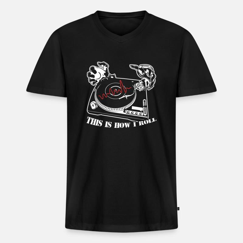 DJ So rollt DJ - Männer Premium Bio T-Shirt mit V-Ausschnitt - Schwarz