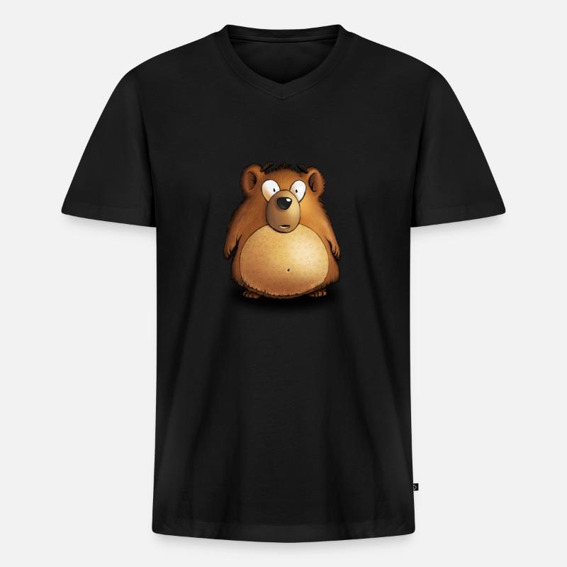 Dicker braunes Bärchen - Männer Premium Bio T-Shirt mit V-Ausschnitt - Schwarz
