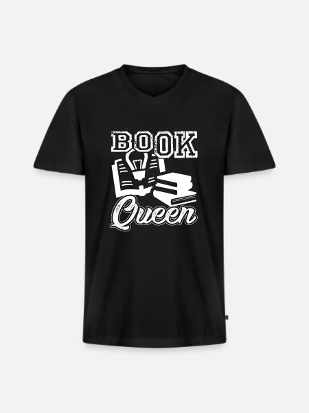 Book Book Queen - Men's Premium Organic T-shirt with V-neck - black