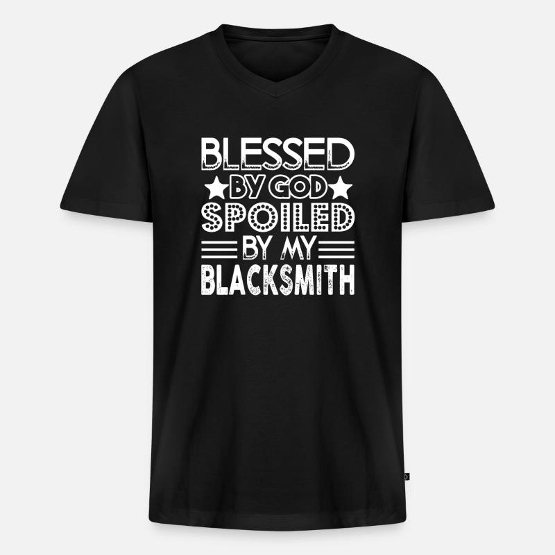 Blacksmith Spoiled By My Blacksmith - Men's Premium Organic T-shirt with V-neck - black