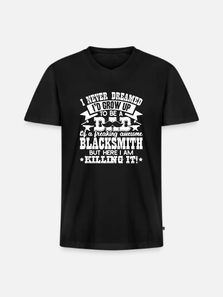Blacksmith Super Cool Blacksmith Dad - Men's Premium Organic T-shirt with V-neck - black
