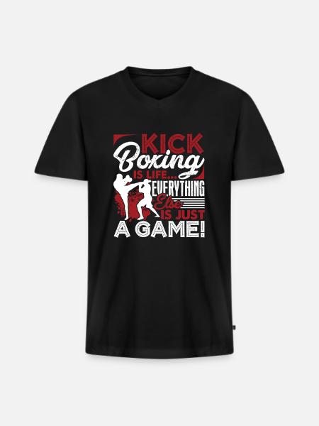 Kickboxing Kickboxing Is Life - Men's Premium Organic T-shirt with V-neck - black