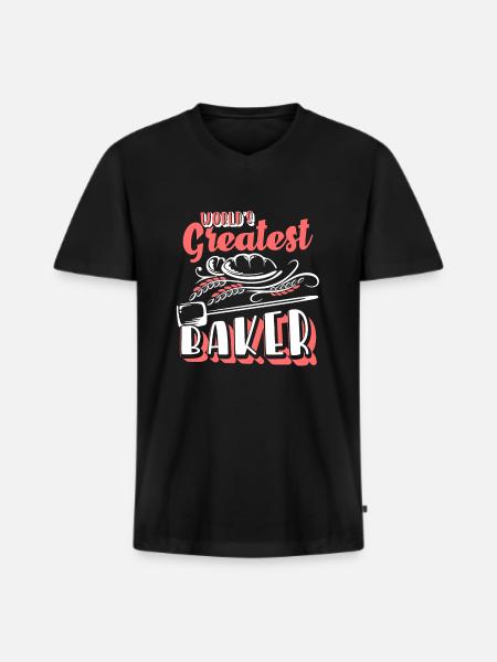 Baker World's Greatest Baker - Men's Premium Organic T-shirt with V-neck - black