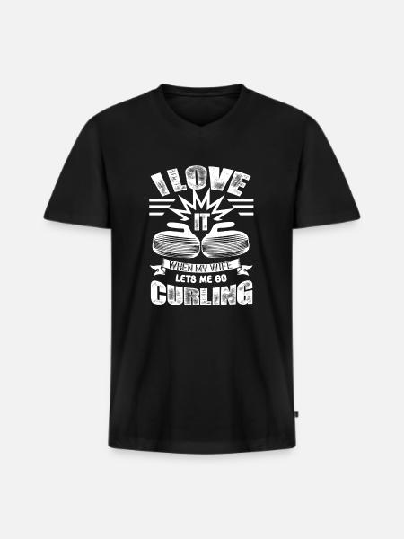Curling Lets Me Go Curling - Men's Premium Organic T-shirt with V-neck - black