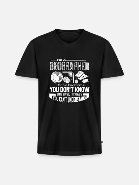 Geographer Geographers Solve Problems - Men's Premium Organic T-shirt with V-neck - black