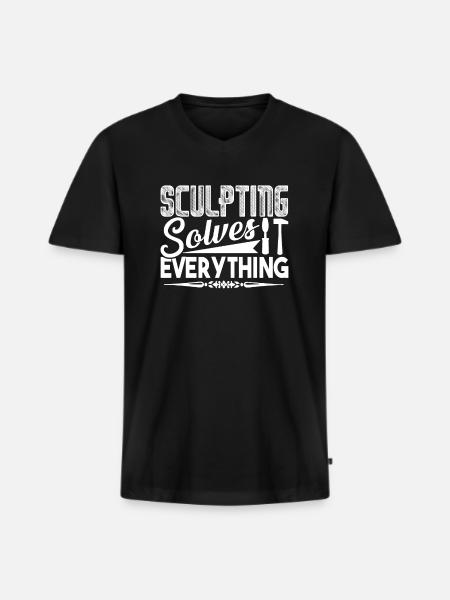 Sculptor Sculpting Solves Everything - Men's Premium Organic T-shirt with V-neck - black