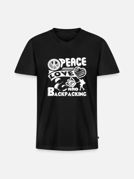 Backpacking Peace Love Backpacking - Men's Premium Organic T-shirt with V-neck - black