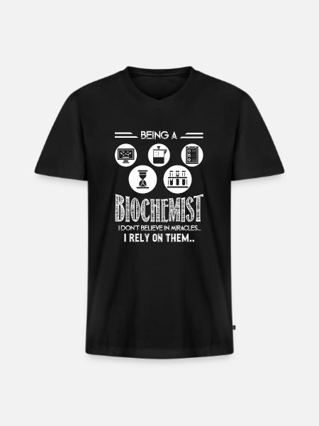 Biochemist Rely On Miracles - Men's Premium Organic T-shirt with V-neck - black