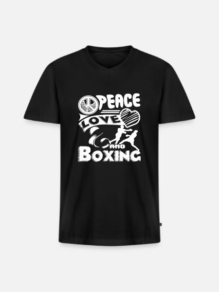 Boxing Peace Love Boxing - Men's Premium Organic T-shirt with V-neck - black