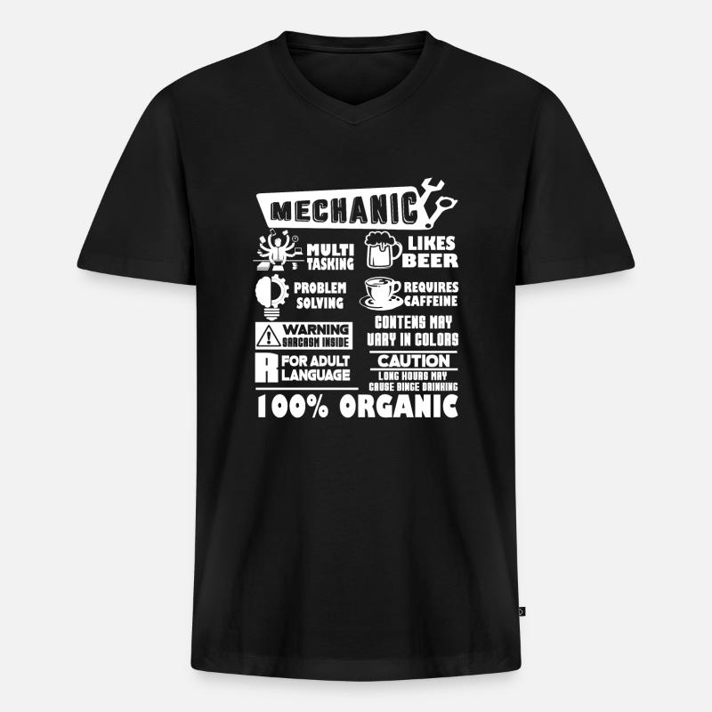 Meccanico - Maglietta ecologica premium da uomo con scollo a V - nero