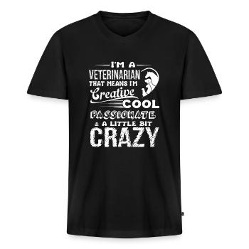Tierarzt Cool und Verrückt Tierarzt - Männer Premium Bio T-Shirt mit V-Ausschnitt - Schwarz - Vorne - Nico (187cm)