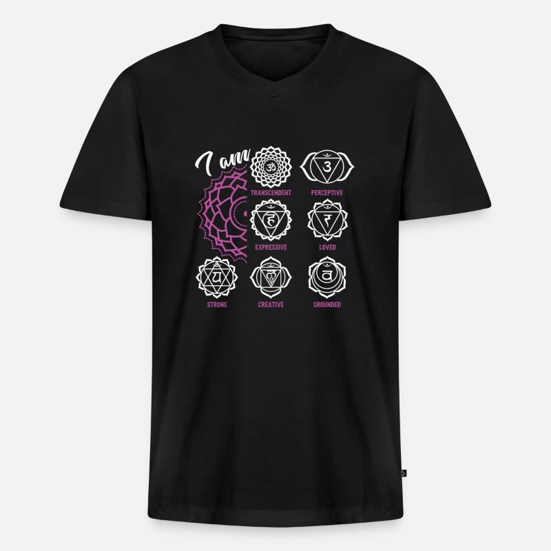 Chakra Lustiges Chakra - Männer Premium Bio T-Shirt mit V-Ausschnitt - Schwarz