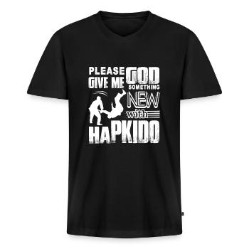 Hapkido Gib mir etwas Neues Hapkido - Männer Premium Bio T-Shirt mit V-Ausschnitt - Schwarz - Vorne - Nico (187cm)