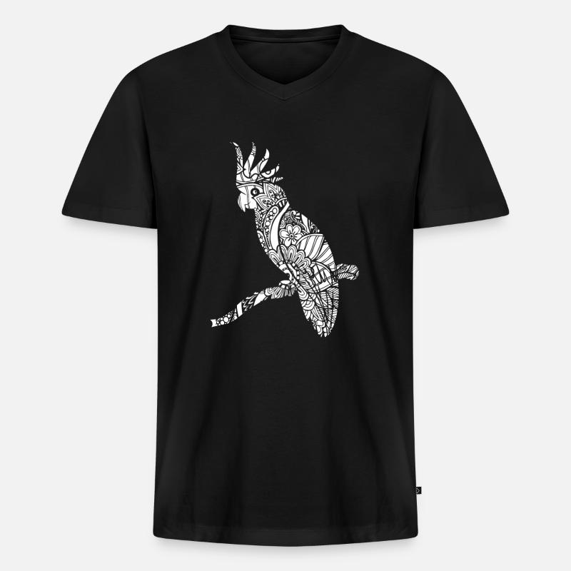 Kakadu Kakadu Blumenmuster - Männer Premium Bio T-Shirt mit V-Ausschnitt - Schwarz