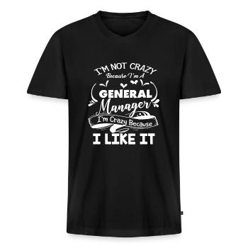 Directeur général Crazy Directeur général - T-shirt encolure en V Premium bio Homme - noir - Devant - Nico (187cm)