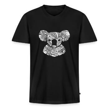 Koala Koala Motif Floral - T-shirt encolure en V Premium bio Homme - noir - Devant - Nico (187cm)