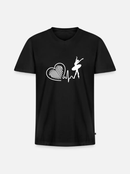 Ballet dancer Ballet dancer Heartbeat - Men's Premium Organic T-shirt with V-neck - black