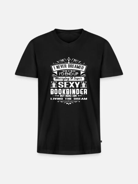 Bookbinder Marrying A Bookbinder - Men's Premium Organic T-shirt with V-neck - black