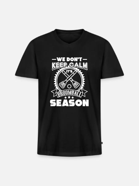 It's Broomball Season - Men's Premium Organic T-shirt with V-neck - black