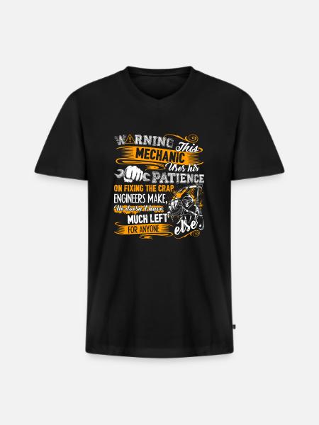 Funny Mechanic Warning - Men's Premium Organic T-shirt with V-neck - black