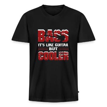 Bass Guitar It's Like Guitar But Cooler - Men's Premium Organic T-shirt with V-neck - black - Front - Nico (187cm)
