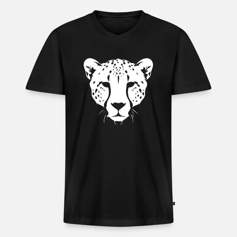 Gepard - Männer Premium Bio T-Shirt mit V-Ausschnitt - Schwarz