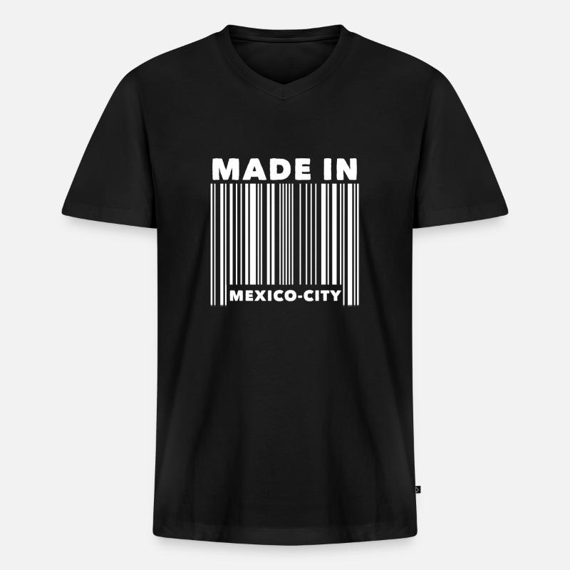 Mexiko-Stadt Strichcode - Männer Premium Bio T-Shirt mit V-Ausschnitt - Schwarz