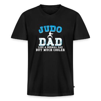 Judo Dad - Premium økologisk T-shirt med V-hals til mænd - sort - Foran - Nico (187cm)