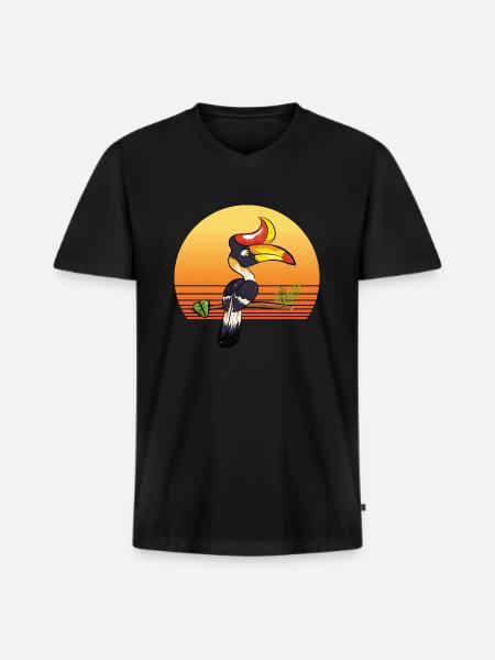 Hornbill Retro - Men's Premium Organic T-shirt with V-neck - black