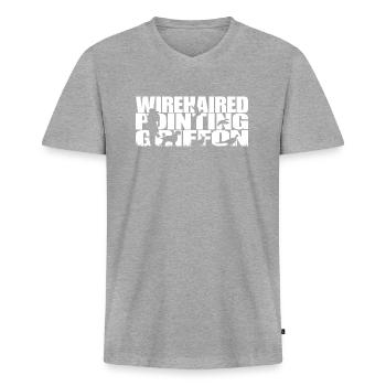 WIREHAIRED POINTING GRIFFON Hunting Dogs Wilsigns - Men's Premium Organic T-shirt with V-neck - heather grey - Front