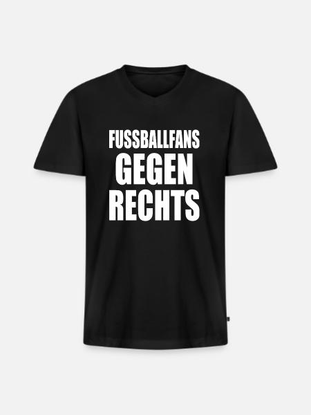 fussballfans gegen rechts - Männer Premium Bio T-Shirt mit V-Ausschnitt - Schwarz