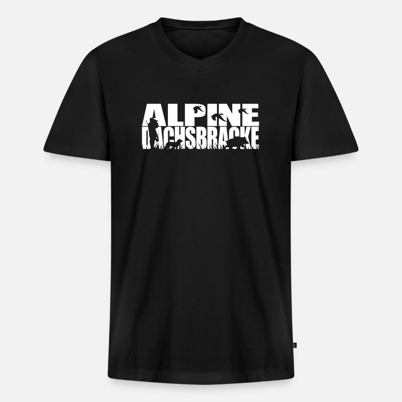 ALPINE DACHSBRACKE Jagdhunde Jagdhund Wilsigns - Männer Premium Bio T-Shirt mit V-Ausschnitt - Schwarz