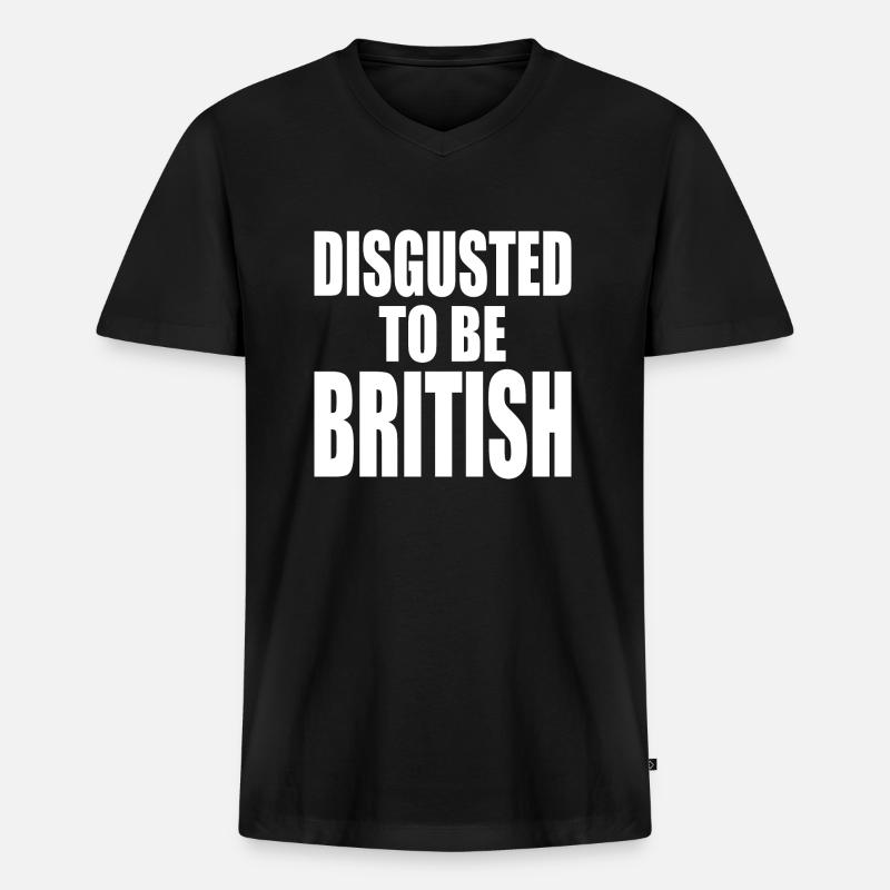 disgusted to be british - Männer Premium Bio T-Shirt mit V-Ausschnitt - Schwarz