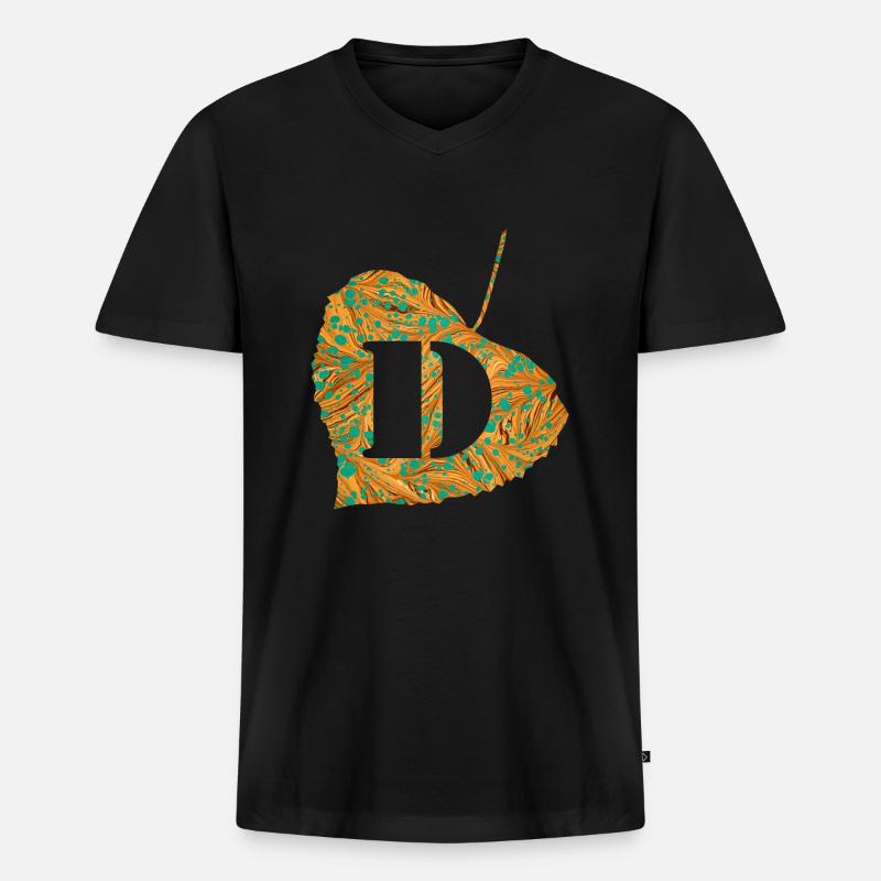 blatt e 95 d - Männer Premium Bio T-Shirt mit V-Ausschnitt - Schwarz