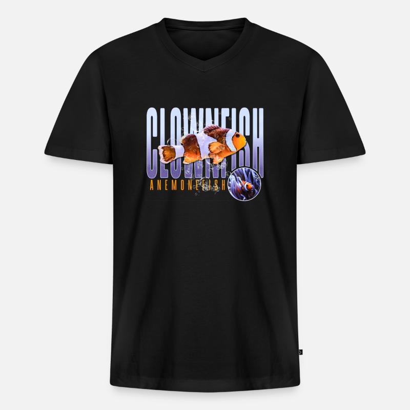 Clownfisch Anemonenfisch - Männer Premium Bio T-Shirt mit V-Ausschnitt - Schwarz