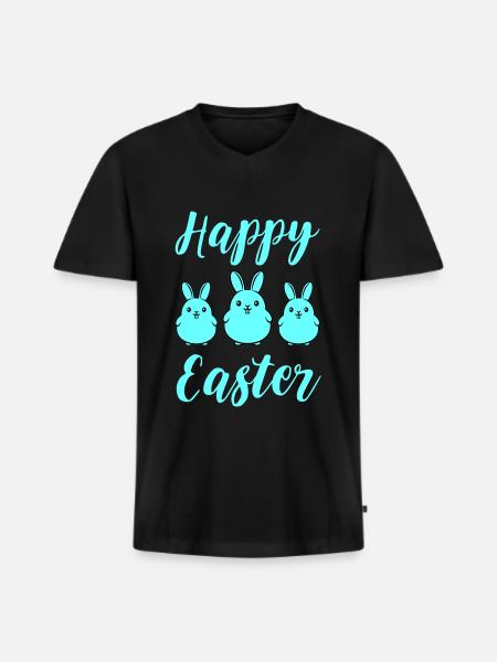 Joyeux lapins de Pâques - T-shirt encolure en V Premium bio Homme - noir