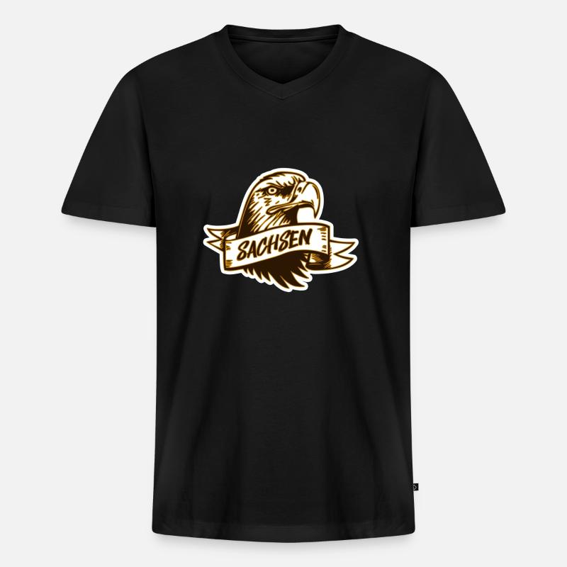 sachsen - Männer Premium Bio T-Shirt mit V-Ausschnitt - Schwarz