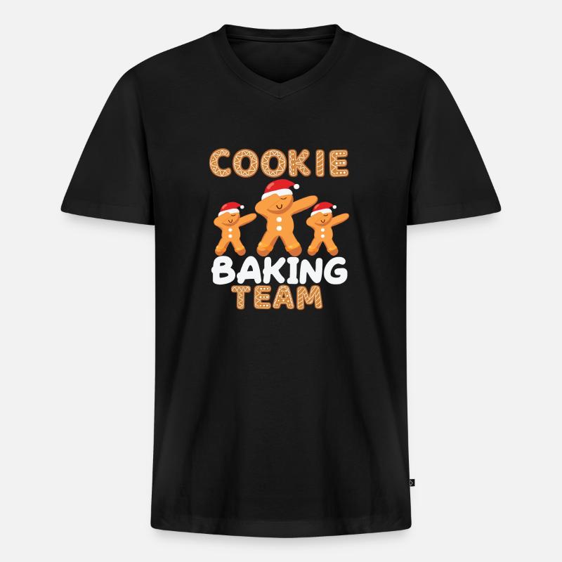 Cookie baking Team - Männer Premium Bio T-Shirt mit V-Ausschnitt - Schwarz