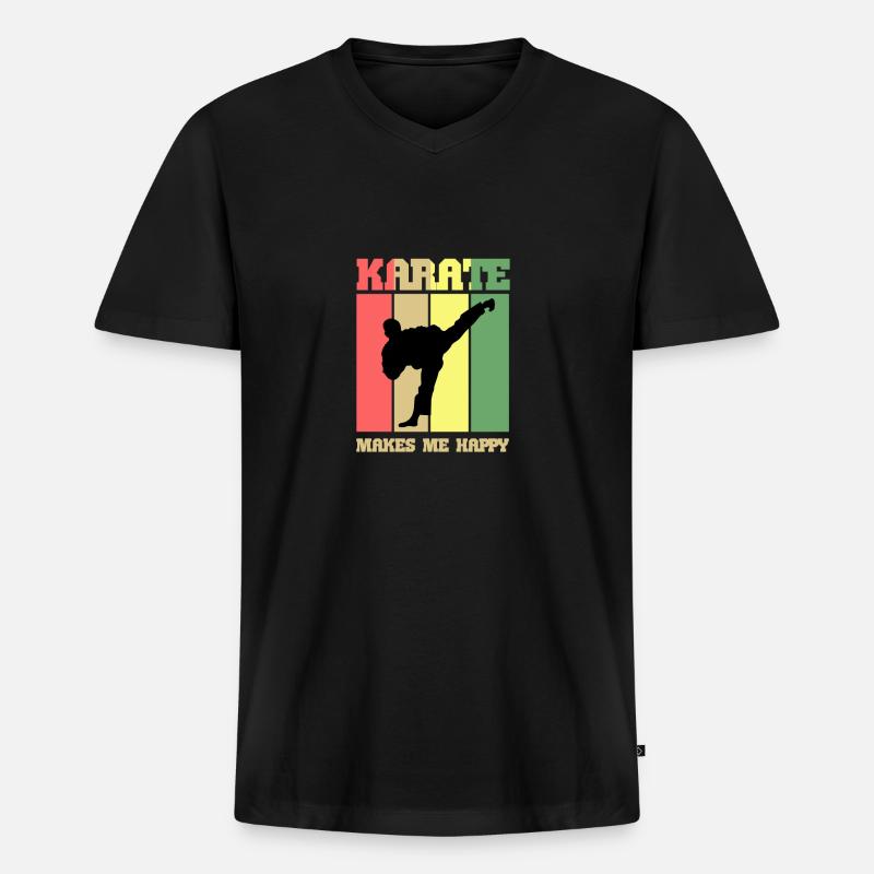 karate - Männer Premium Bio T-Shirt mit V-Ausschnitt - Schwarz